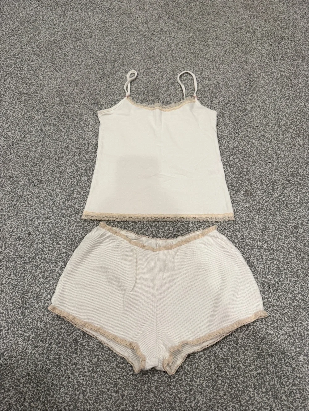 Brandy Melville Cream Cami & Shorts Lace-Trim Sleep Set